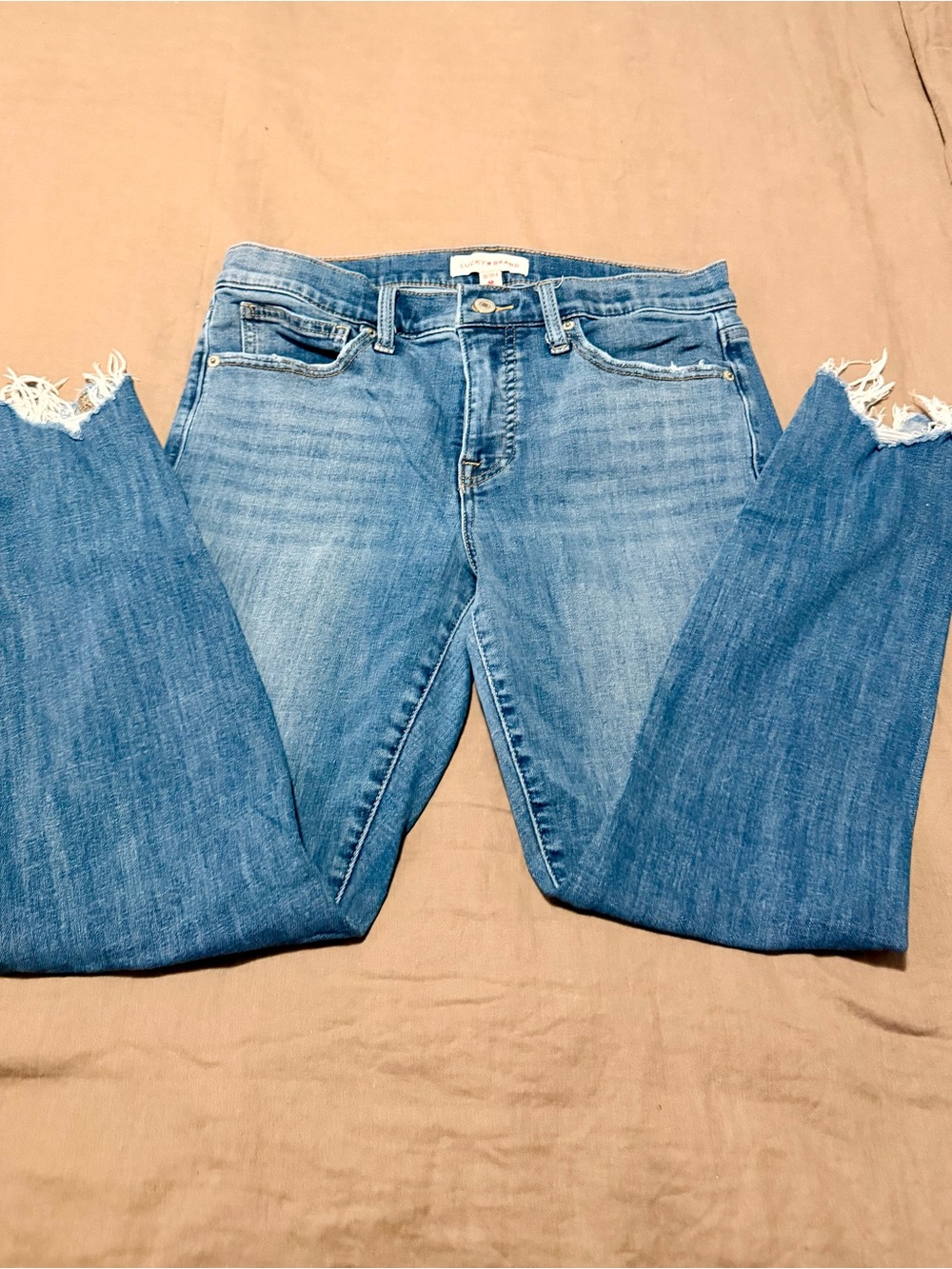 Lucky Brand Light Blue Frayed Ankle Jeans